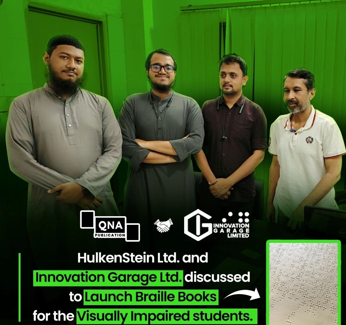 HulkenStein and Innovation Garage Ltd. Discussed to Launch Braille Books for The Visually Impaired Students